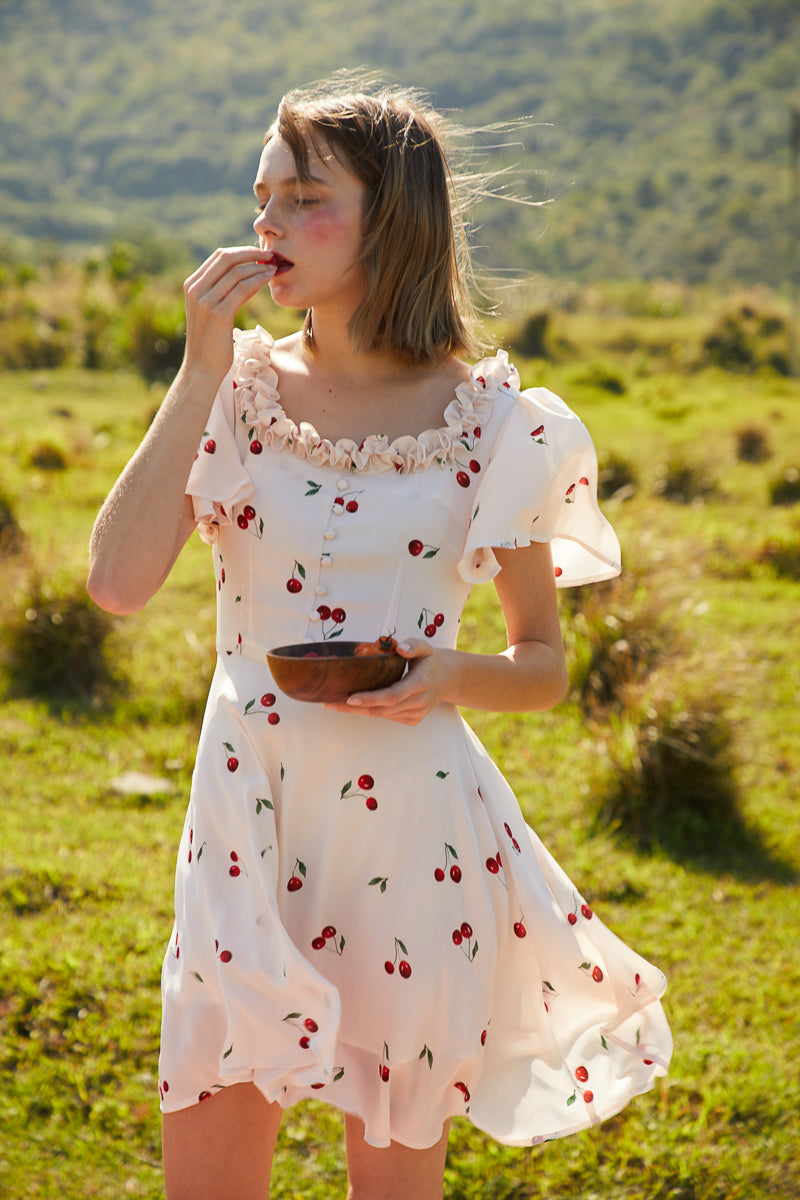 Small Cherry Pattern Dress By Quaint Small Cherry Pattern Dress By Quaint