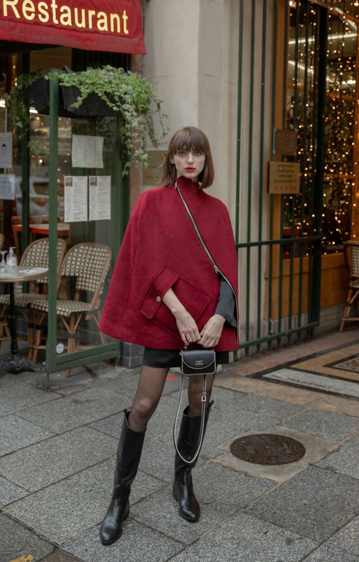 Red Cape Gold Zipper and Buckle Details By Quaint