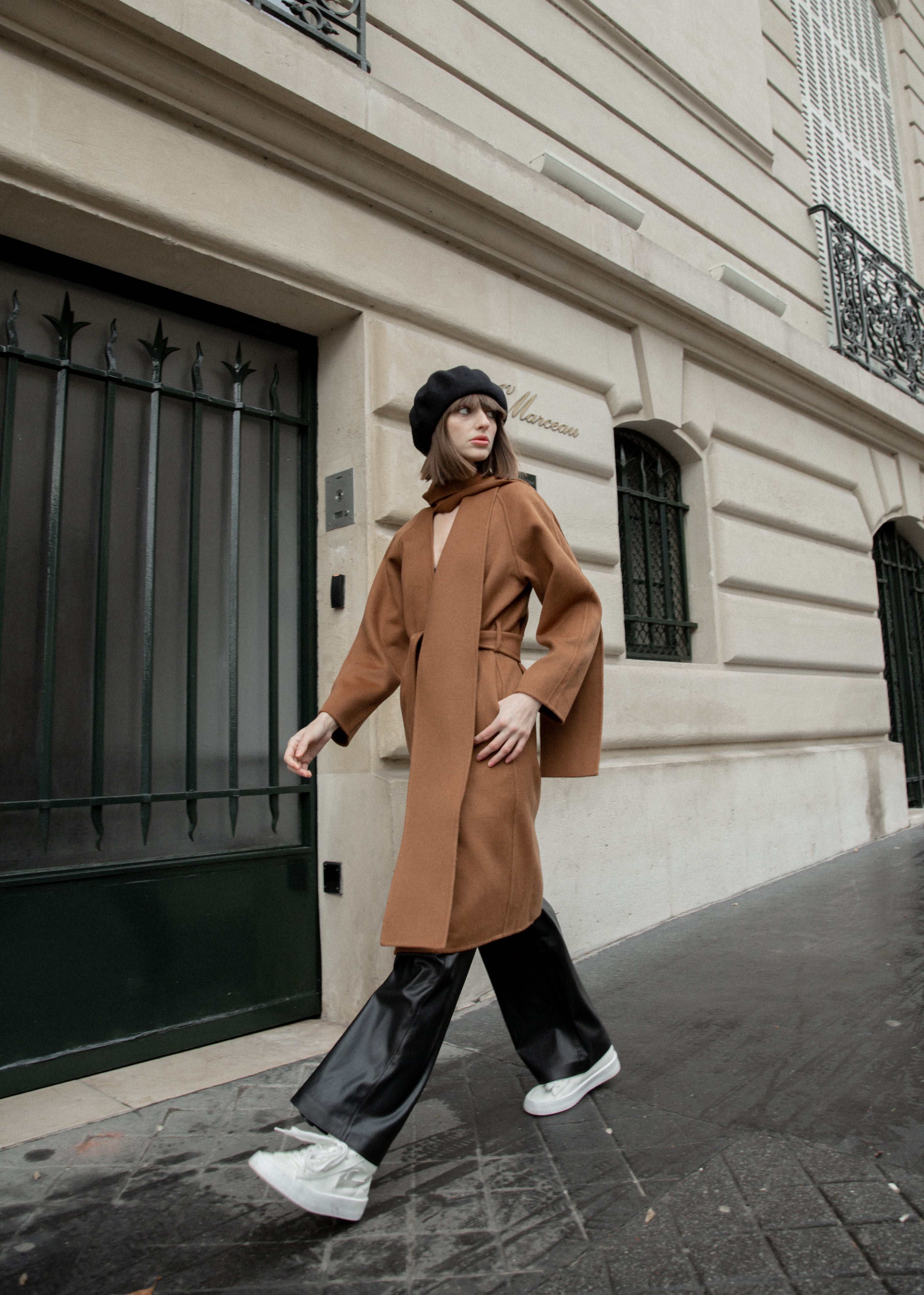 Edlin - Belted Coat with Draped Detail - By Quaint
