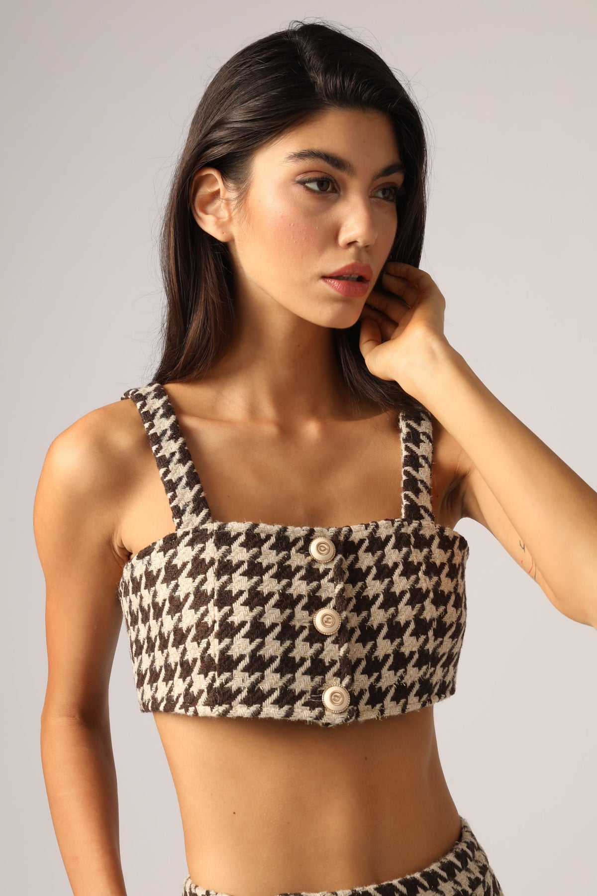 Beige Houndstooth Camisole Vest - By Quaint