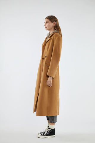 Cerdic - Camel Waisted Loose Two-Wear Coat - By Quaint