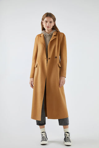 Cerdic - Camel Waisted Loose Two-Wear Coat - By Quaint
