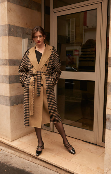 Nanushka alamo coat sales houndstooth