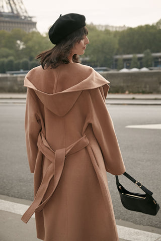 Light Camel Hooded Coat with Wide Cuffs - By Quaint