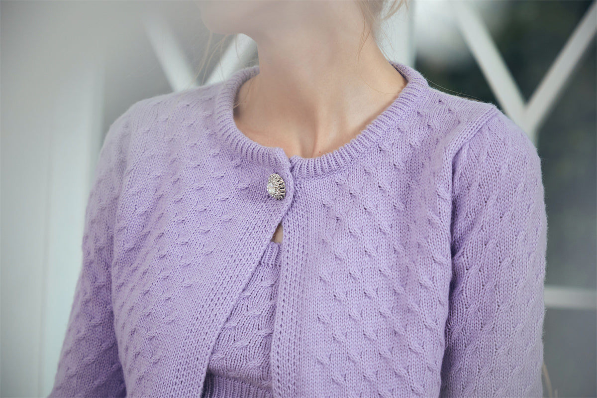 Lavender Purple Knit Sweater and Ultra Short Camisole - By Quaint