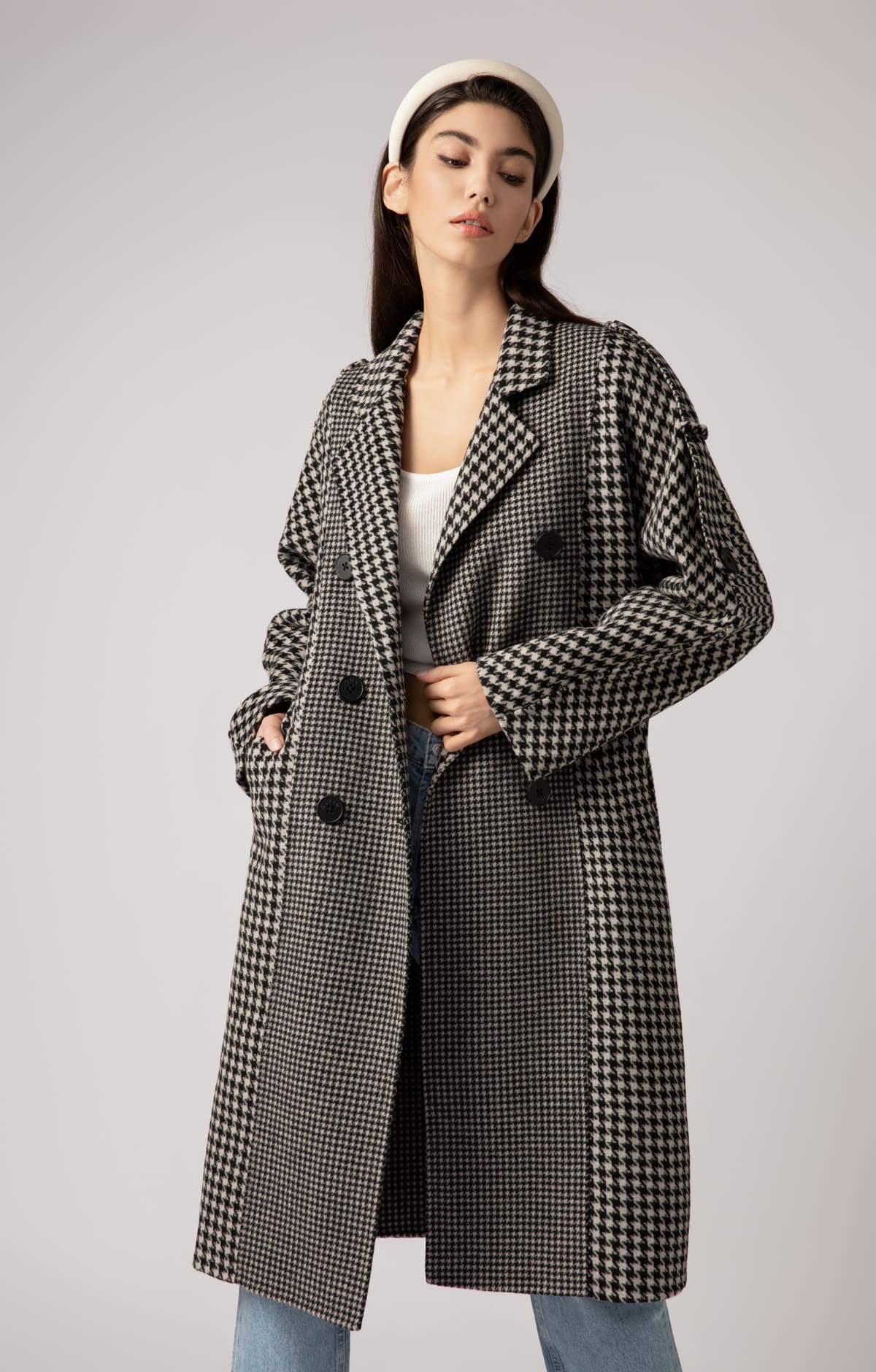 Stepan - Black and White Patchwork Coat - By Quaint