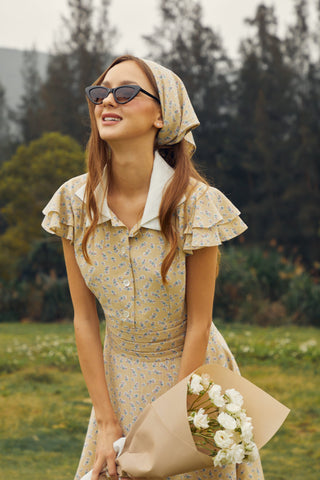 Double White Collar Short Sleeve Dress - By Quaint
