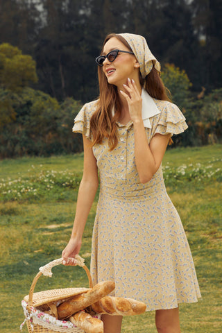 Double White Collar Short Sleeve Dress - By Quaint