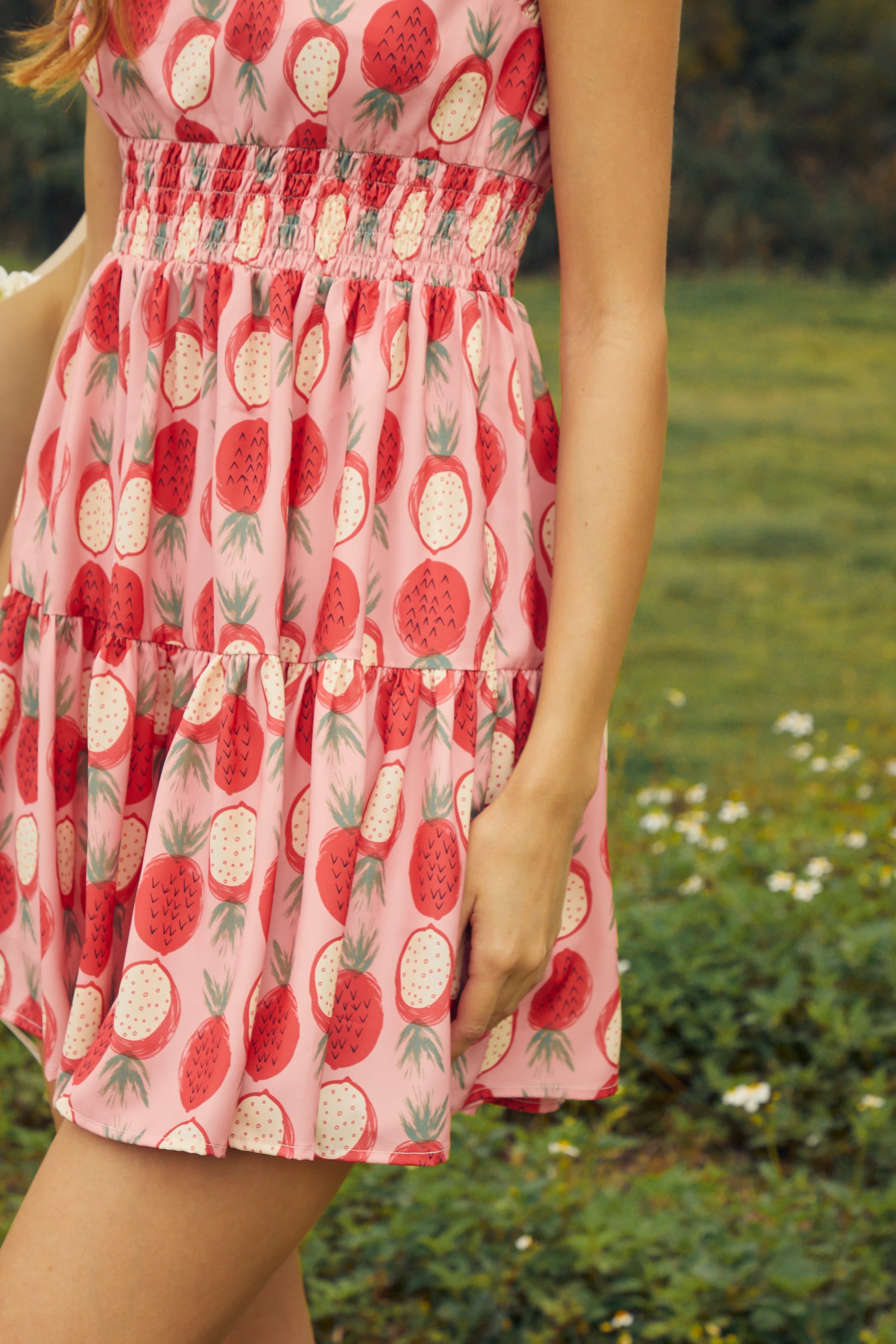 Pink Dragon Fruit Sleeveless Dress with Large Skirt Hem - By Quaint