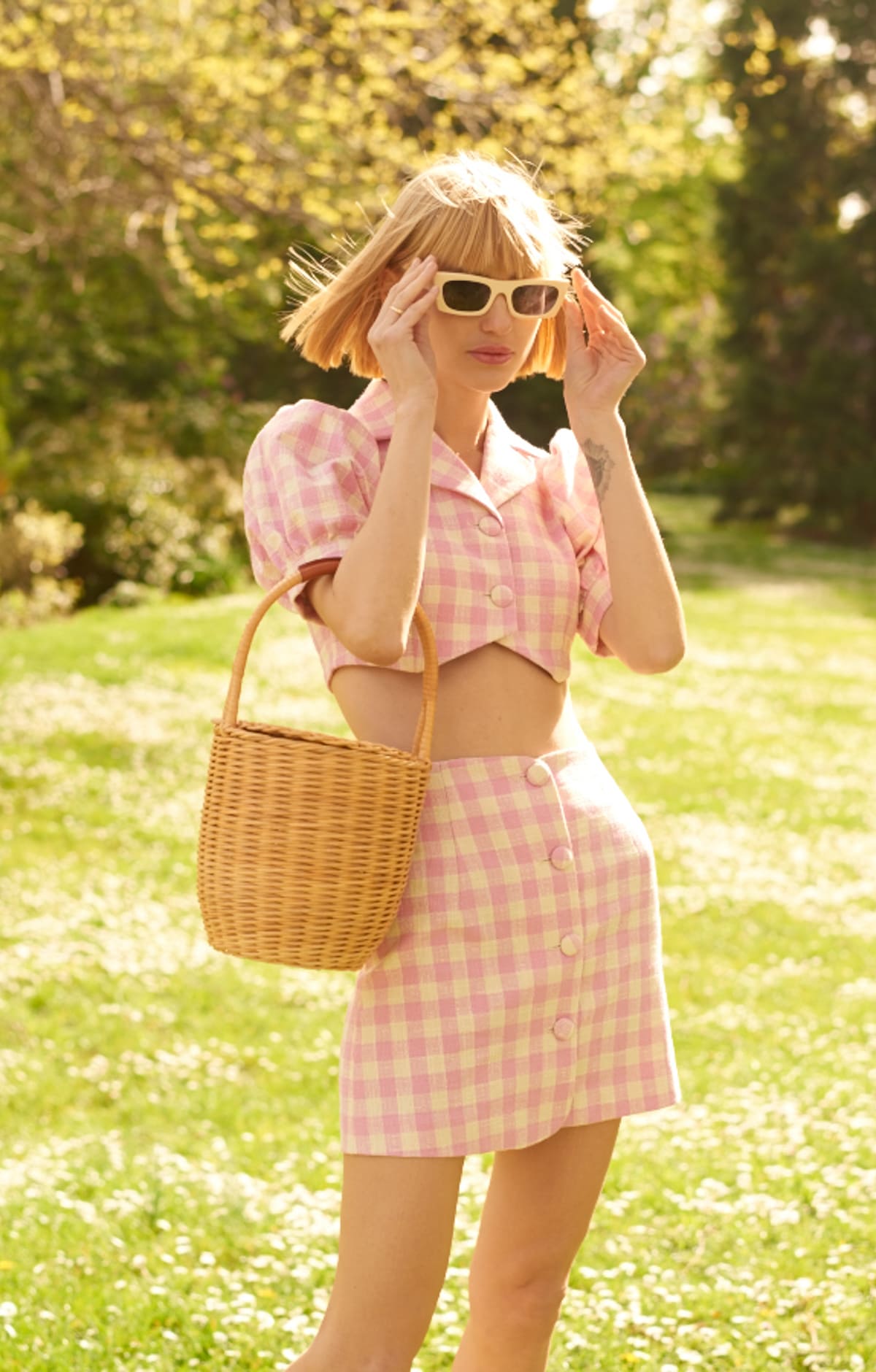 Pink Plaid Mini Skirt Set - ByQuaint